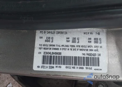 1999 Chrysler Concorde Lx из США, поврежденный, VIN 2C3HD46J9XH500389